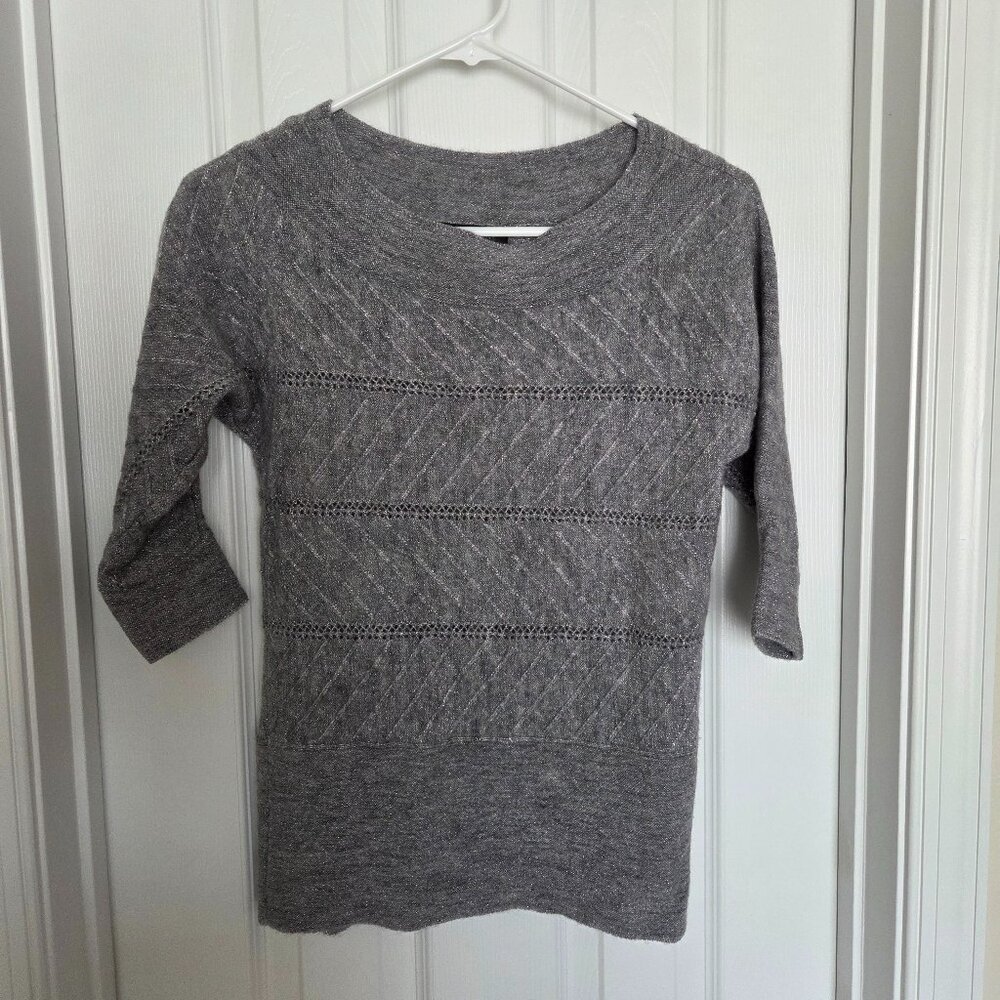 WHBM Silver 3/4 Sleeve Sweater